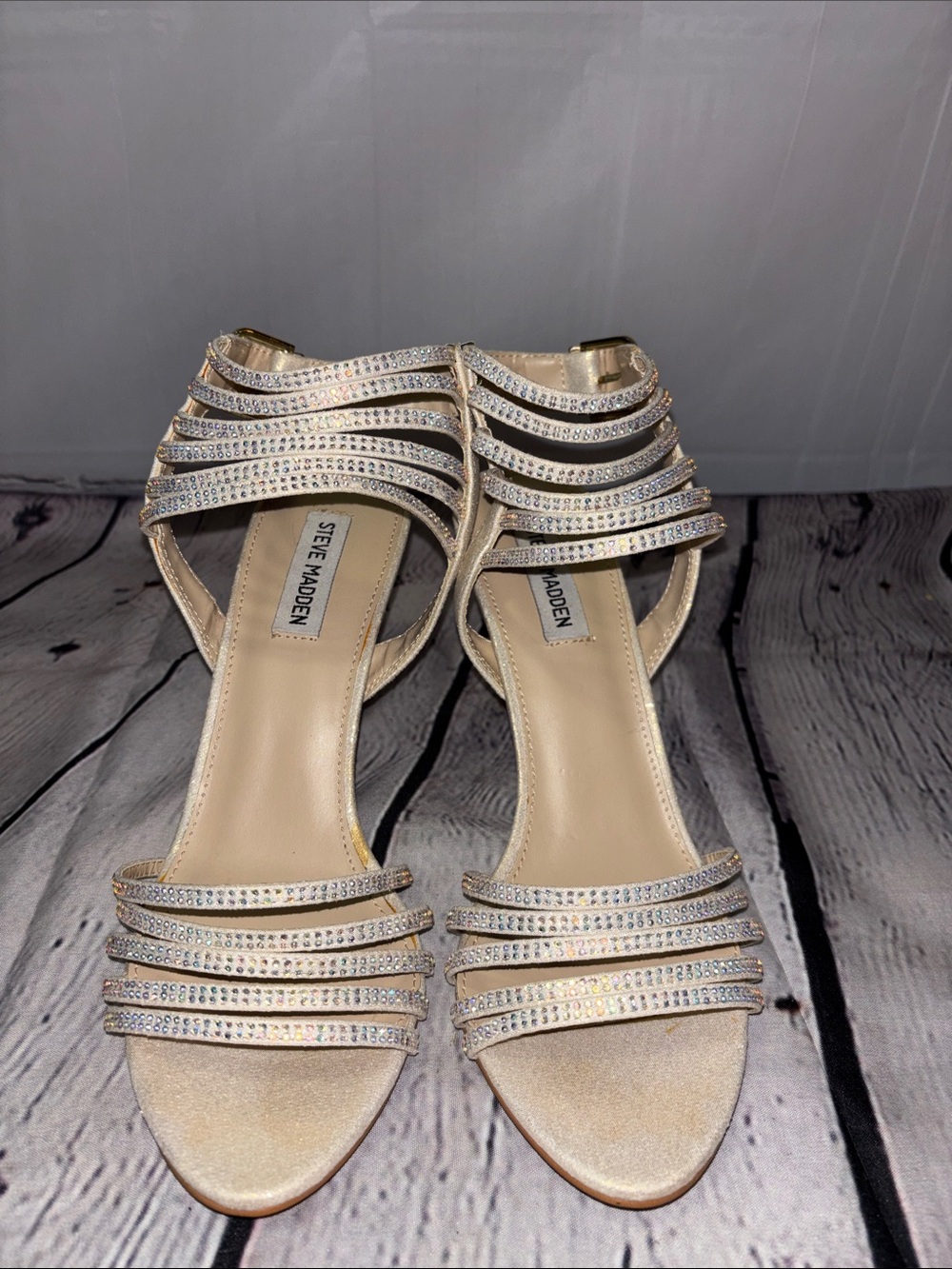 Steve Madden Gold Rhinestone Strappy Heels